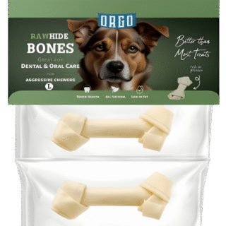 Orgo Rawhide Bones For Dog Dental Oral Care 2 PC L