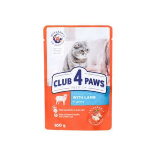 CLUB 4 PAWS Premium Adult Cat Wet Food with lamb in Gravy Pouch 100 g