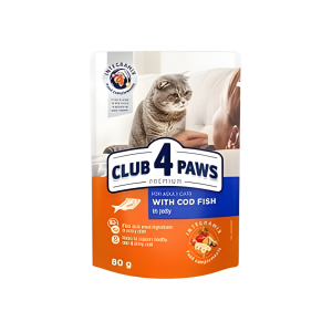 CLUB 4 PAWS Premium kittens Wet Food With Cod Fish in jelly Pouch 80 g