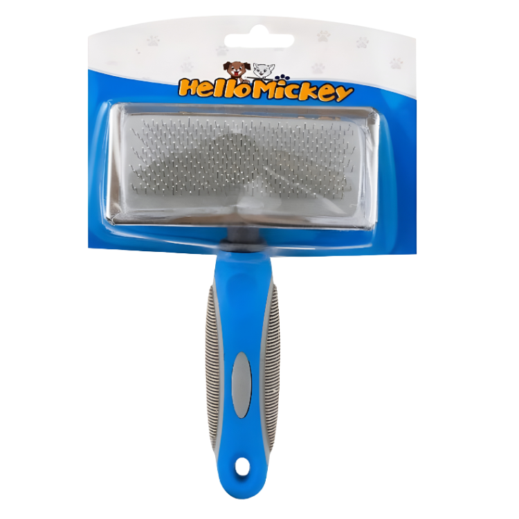 Hello Mickey Blue and Gray Pet Slicker Brush small