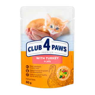 CLUB 4 PAWS Premium Kittens Wet Food With Turkey in Jelly Pouch 80 g