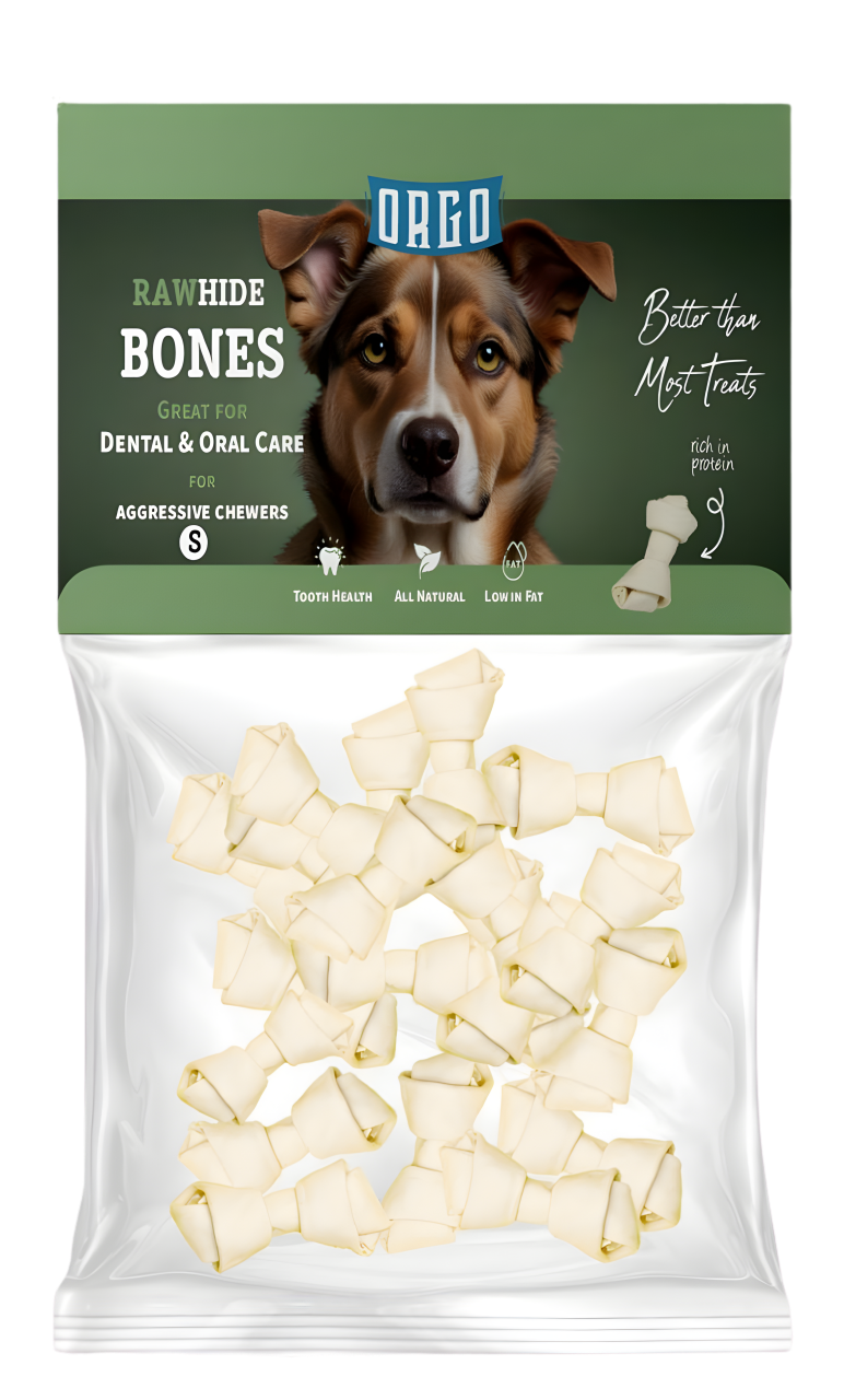Orgo Small White Rawhide Bone Dog Chew Treats 200 gr