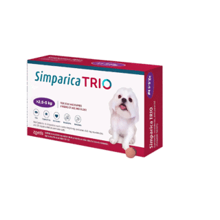 Simparica Zoetis Trio Flea And Tick Chewable Tablets for Dogs (2.6-5 kg)  1 Tablet