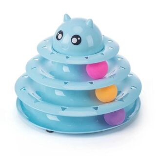 Vealind Cat Ball Three Tier Cat Tower Track Interactive Pet Toy 3-Level Colourful Balls in a Circle Tower Fun Mental Physical Exercise Puzzle for cats