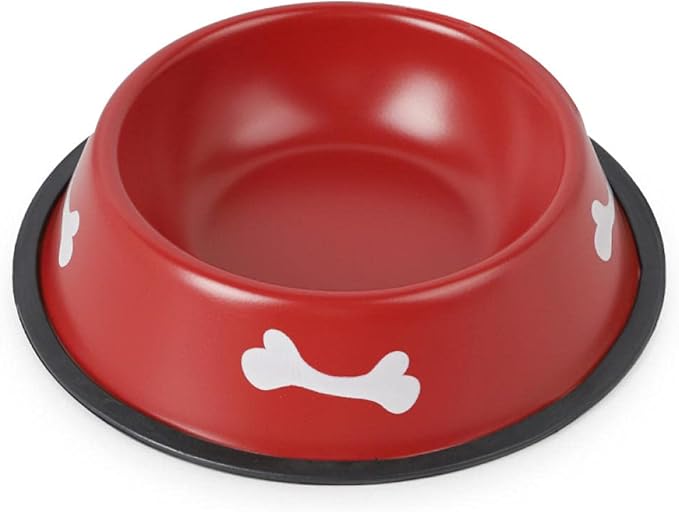 Dog Bowls Dog Dishes Red Pets Bowl Food Water Feeding Plate Portable Stainless Steel Bowl Dish for Dogs Cat (medium)