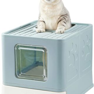 Cat Litter Box with Lid, Large Cat Litter Boxes, Top Entry Cat Litter Box,Anti-Splashing Litter Pan Easy to Clean