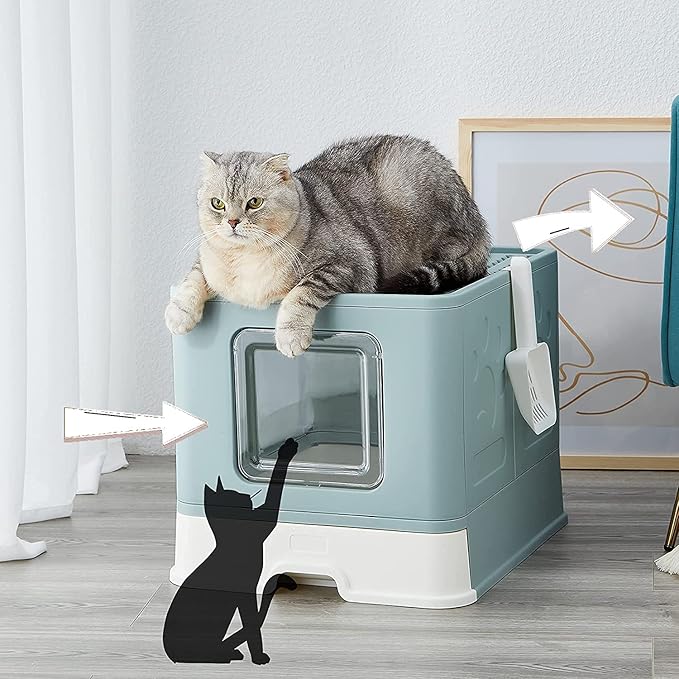 Cat Litter Box with Lid, Large Cat Litter Boxes, Top Entry Cat Litter Box,Anti-Splashing Litter Pan Easy to Clean - Image 2