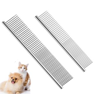 Stainless Steel Pet Comb for Dogs & Cats - Round Tooth Grooming Tool  medium